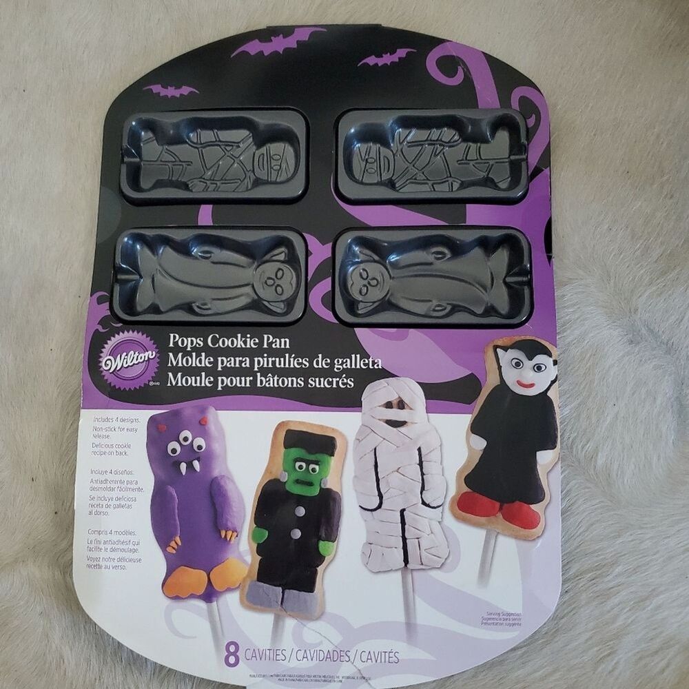 NEW Wilton Halloween Cookie Pan 8 Cavity Nonstick Aluminum Monster Bakeware